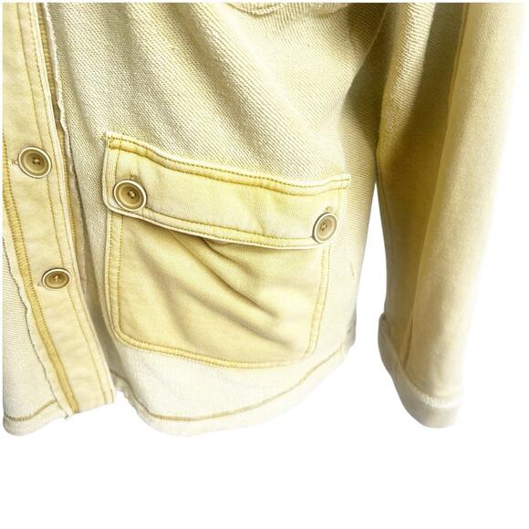 Anthropologie Pilcro Shacket Size Petite Large Mustard Collared Boho Distressed - Picture 7 of 13
